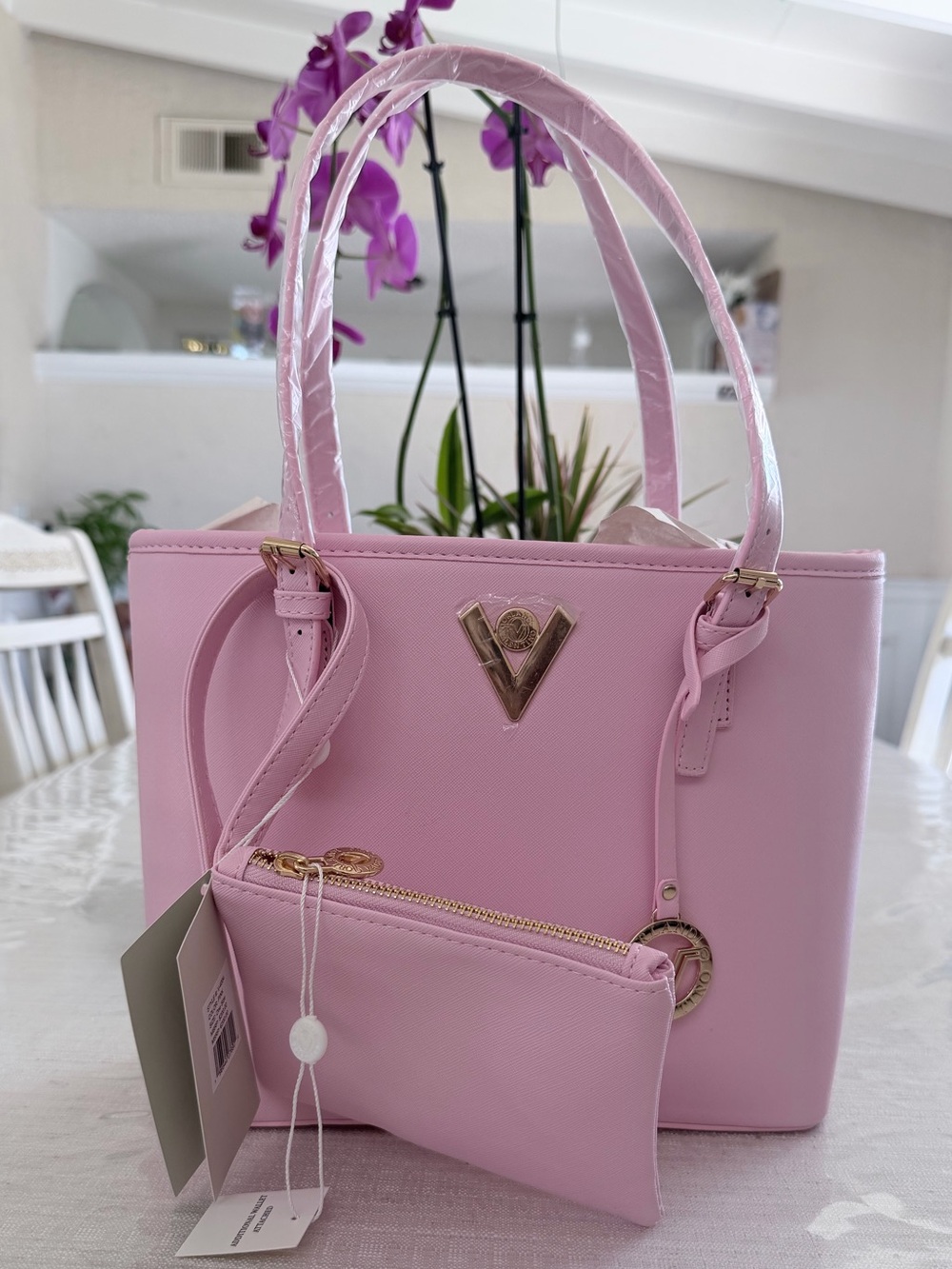 Valentino Orlandi Light Pink Tote with Matching Pouch